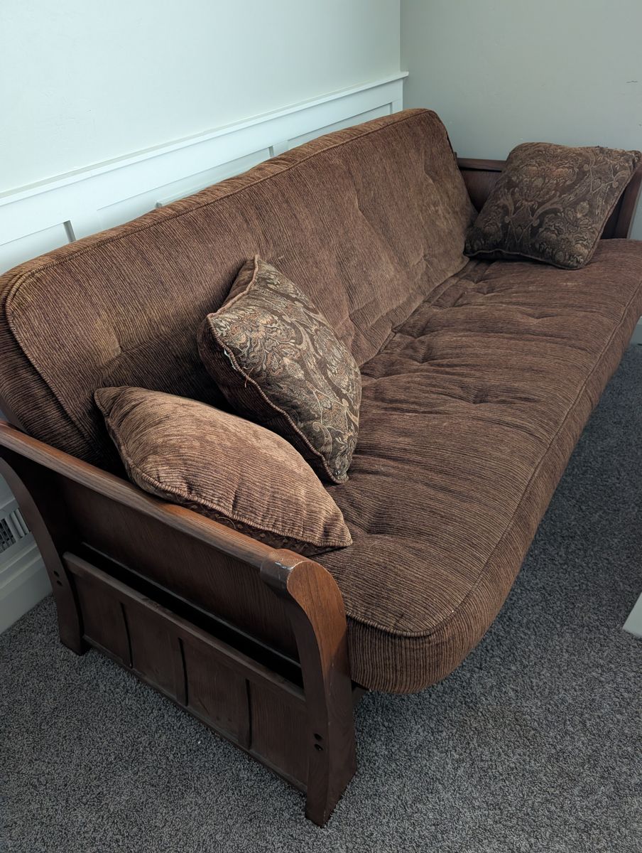 Solid wood futon couch 