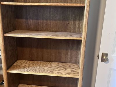Wooden Bookcase with Adjustable Shelves - Brown Finish