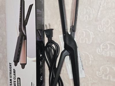 Steam Straight C-112 Hair Straightener Flat Iron with Plate Clamp, Black/Rose Gold