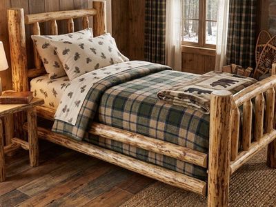 Rustic Solid Pine Log Wood Twin Bed