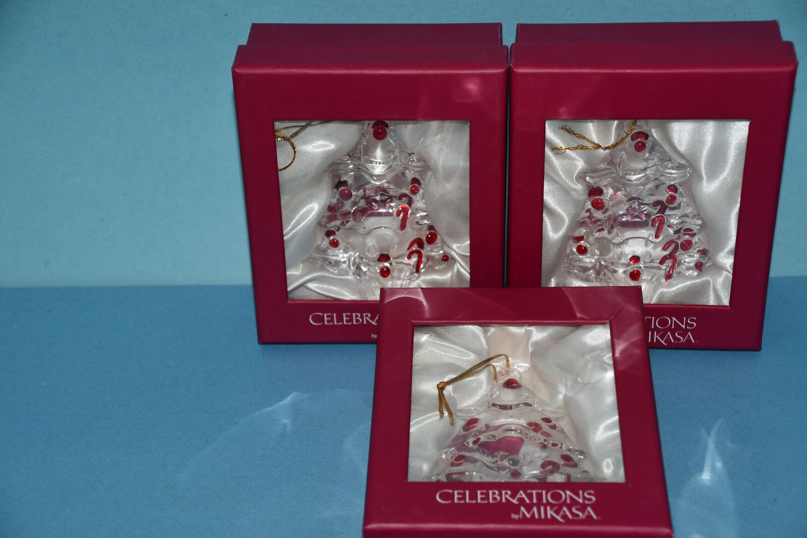 3 NIB MIKASA "CHRISTMAS TREE" ORNAMENTS ~ HEIGHT 4" ~ VERY PRETTY ~ ALL FOR $5