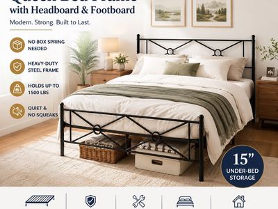 Queen Bed Frame with Headboard & Footboard – Brand New