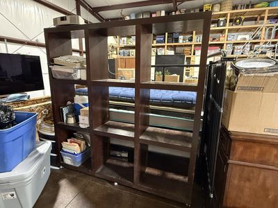 Dark Wood Cube Storage Shelf Unit with Multiple Compartments