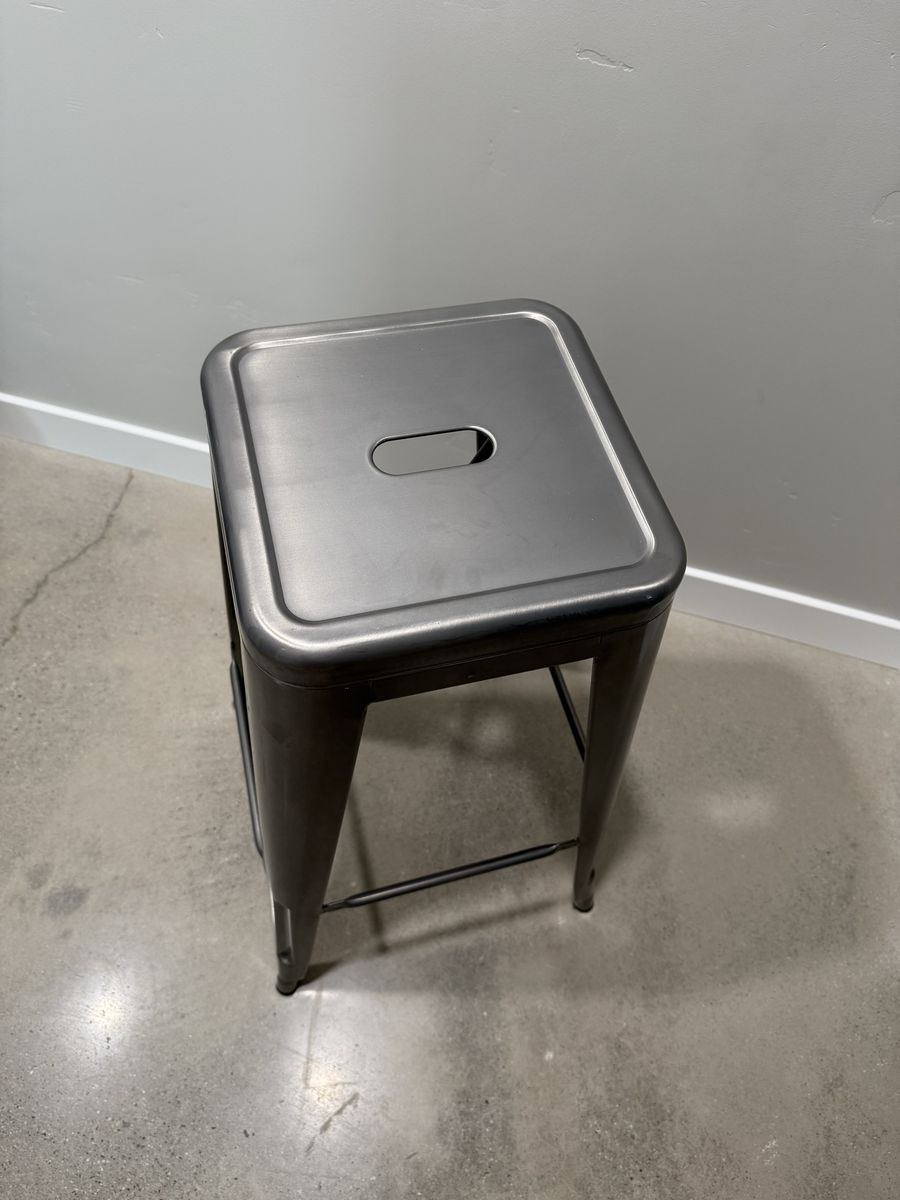 Set of 4 Industrial Style Metal Bar Stool - Gunmetal Grey (