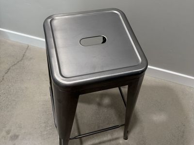 Set of 4 Industrial Style Metal Bar Stool - Gunmetal Grey (