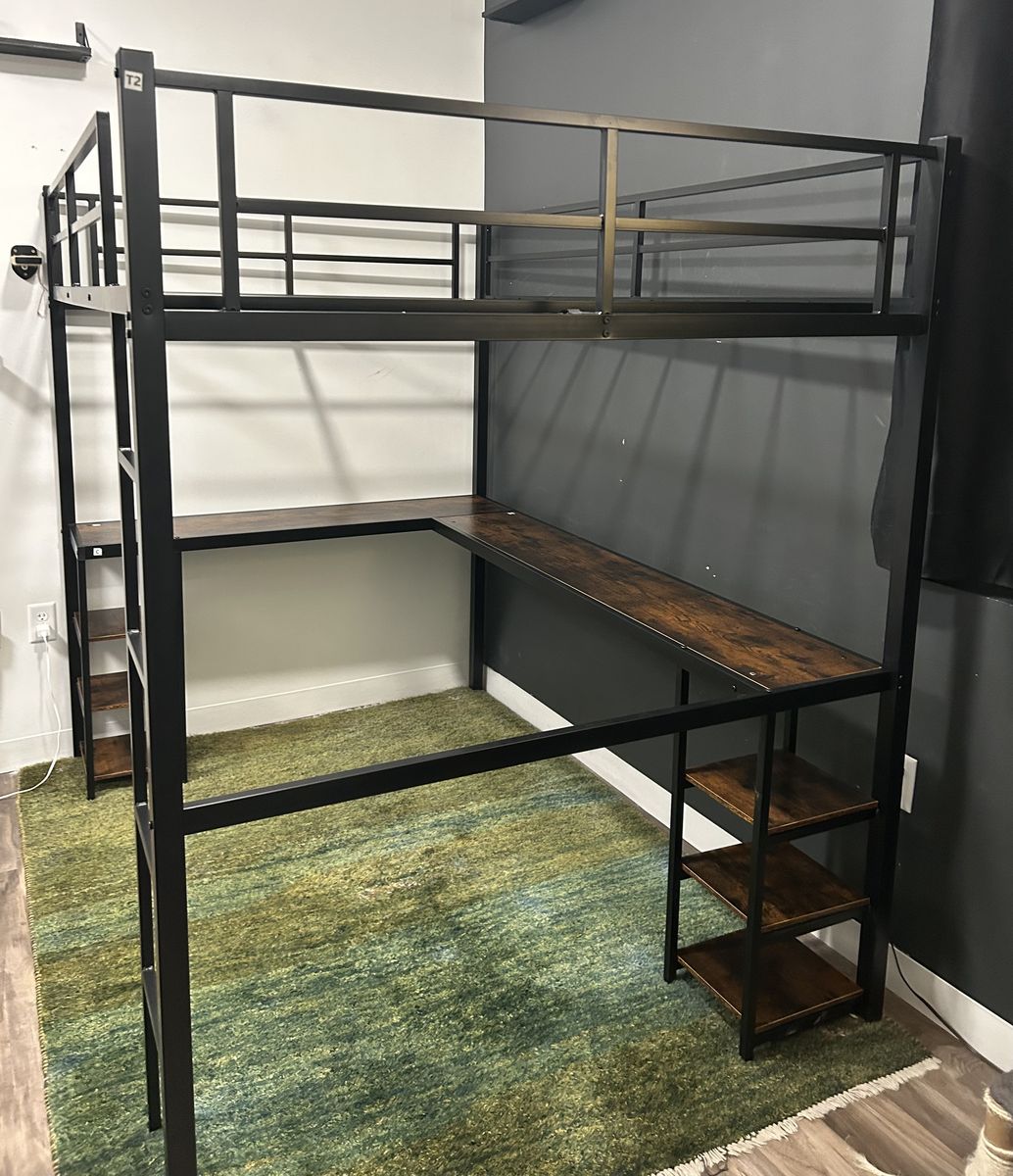 Loft Bed Frame With Desk Full Size Mattress