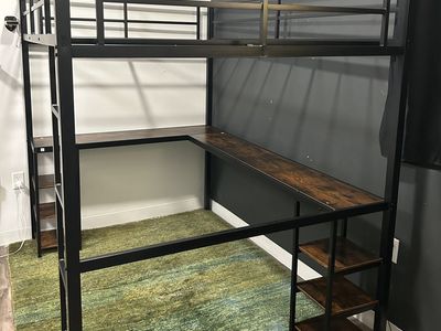 Loft Bed Frame With Desk Full Size Mattress