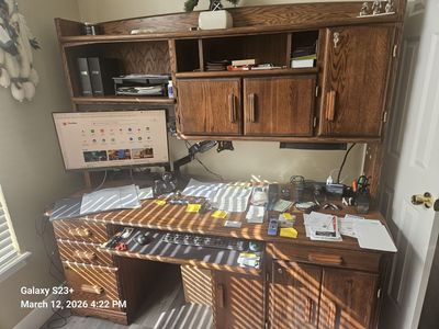 Hard Wood Oak Desk 6 ft by 2.5 feet 9 drawers