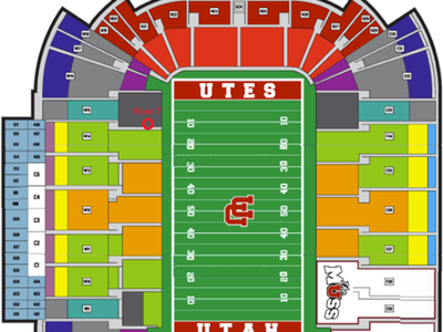 Utah Football Season Tickets - Row 7 (Aisle) - Section W15