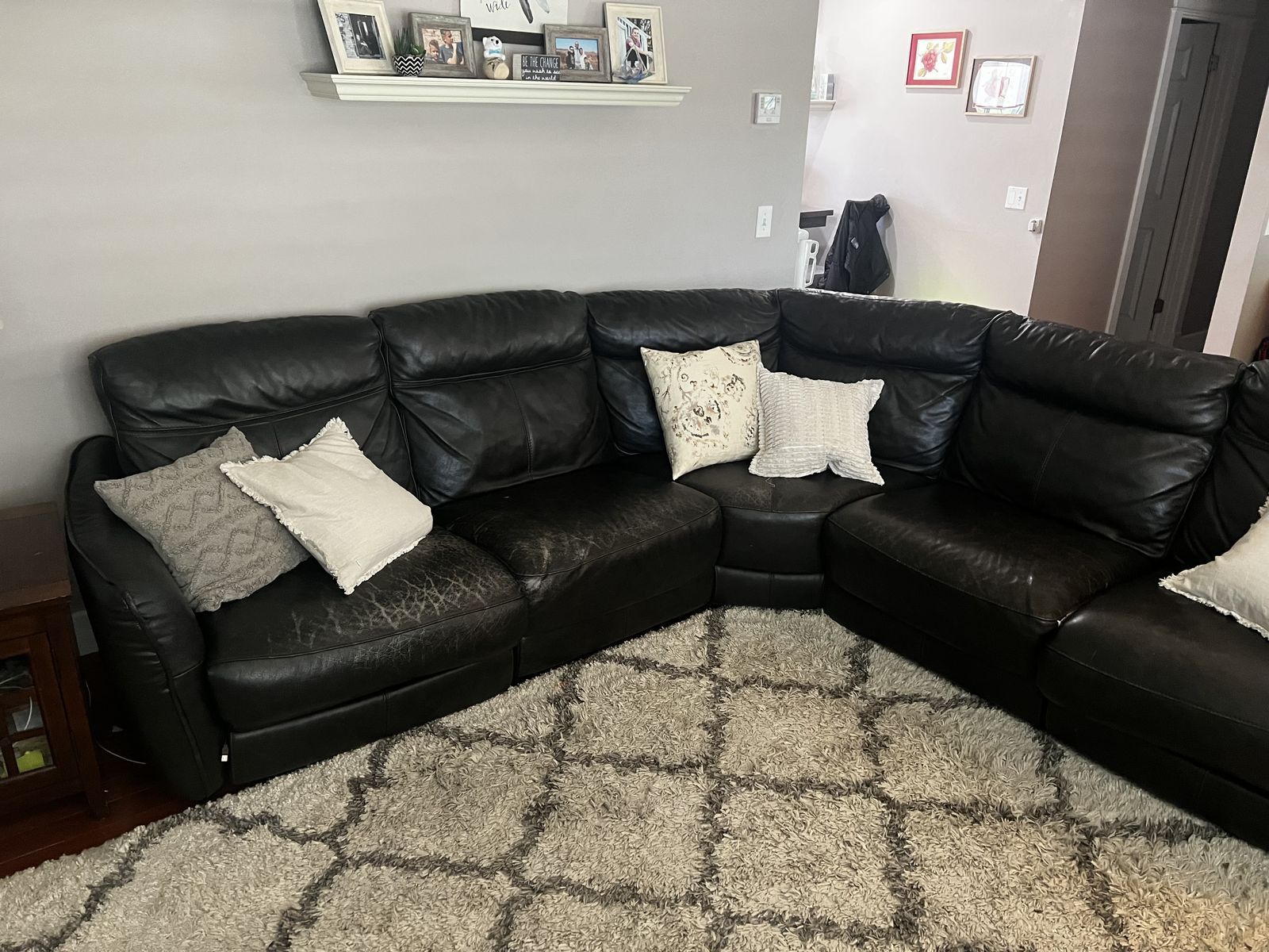 Leather Reclining Sectional Couch