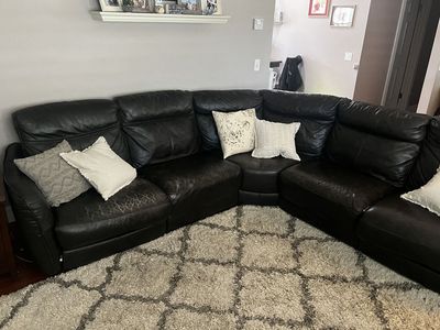 Leather Reclining Sectional Couch