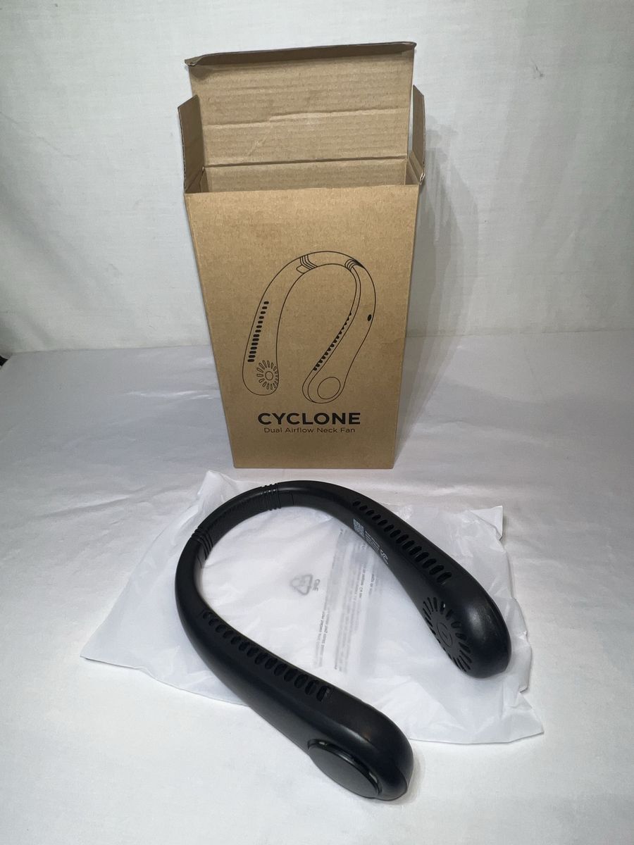 New CYCLONE Dual Airflow Neck Fan - Personal Cooling Device - Black