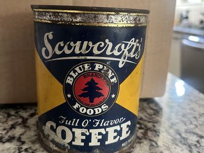 Scowcroft blue pine coffee tin