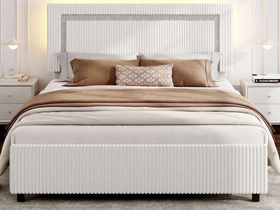 Queen Corduroy Upholstered Bed Frame