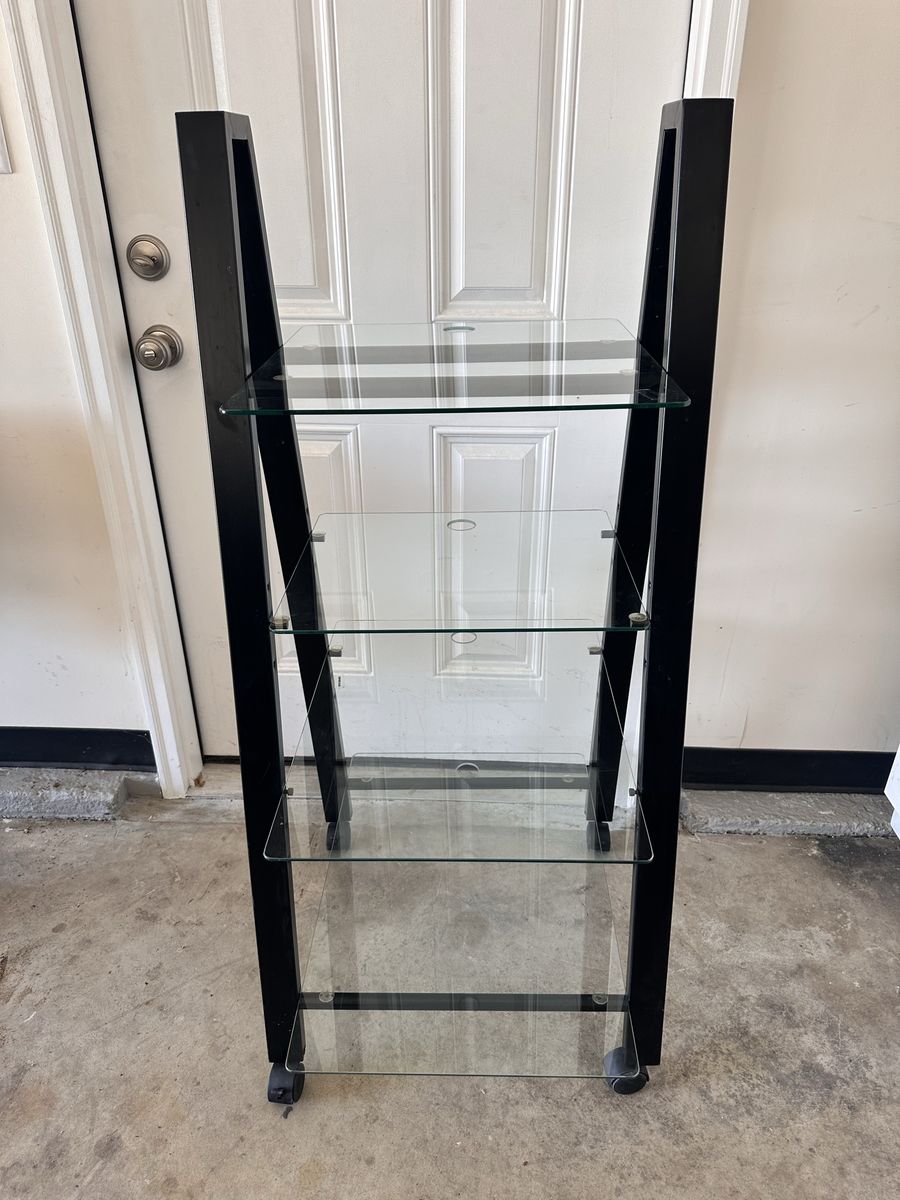 Rolling Glass Audio Shelf Stand