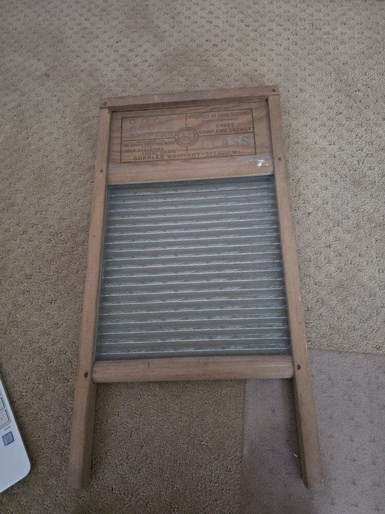 Vintage Cupples Company Glass Washboard