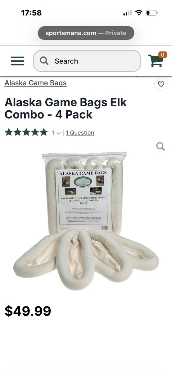 Elk Sized game bags
