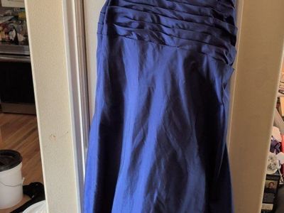 Angelina Faccenda Strapless Ruched Sapphire Blue Formal Gown Size 14
