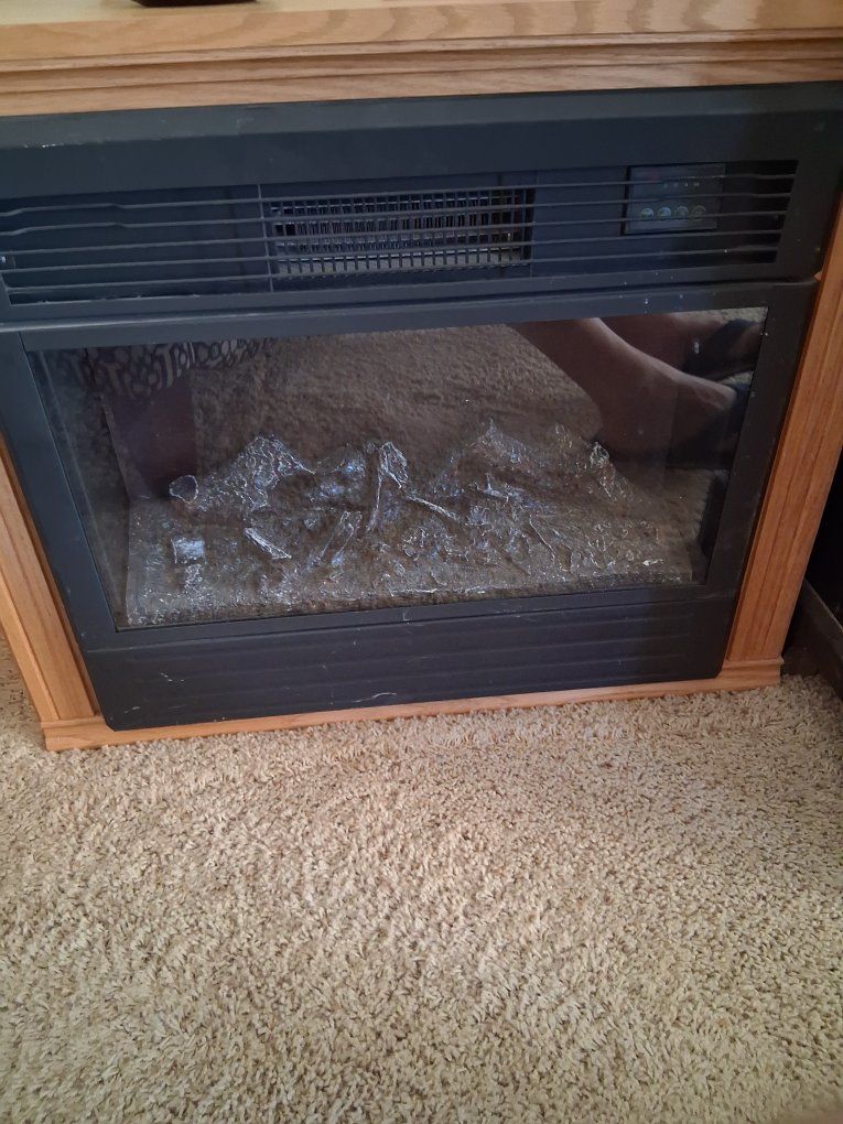 Electric Fireplace Insert Heater with Realistic Flame Effect - Good Condition