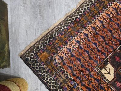Antique Handknotted Wool Turkmen Rug, 6'1" x 3'7"