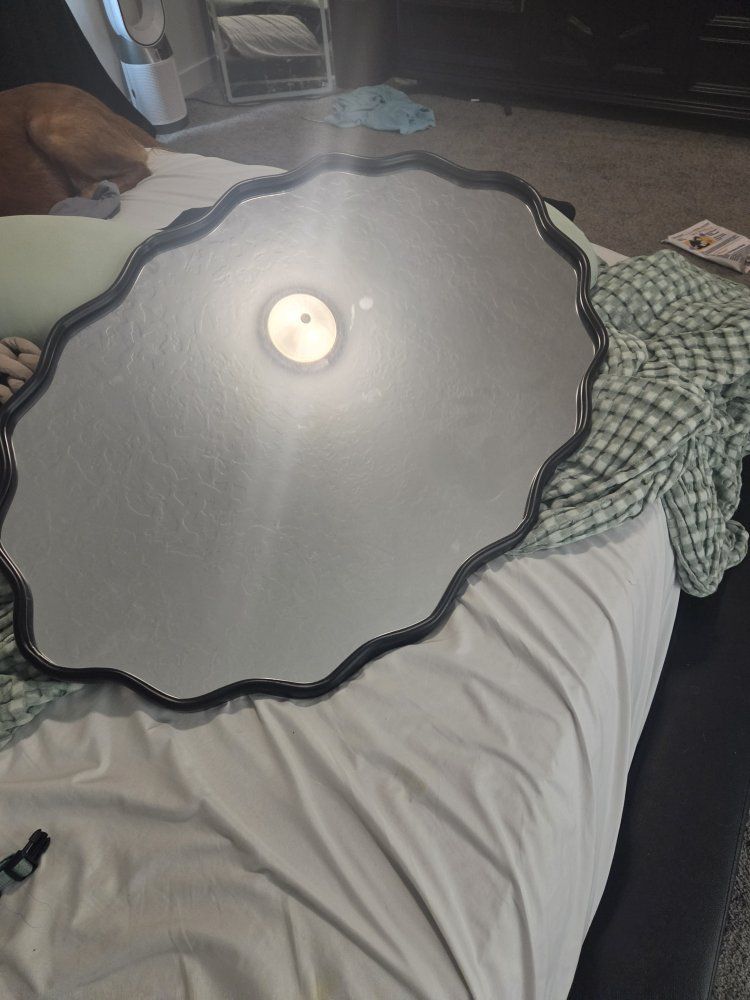 Scalloped Wall Mirror with Dark Frame