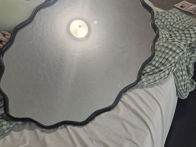 Scalloped Wall Mirror with Dark Frame