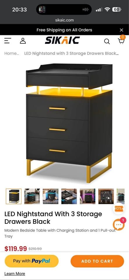 Black and gold nightstand