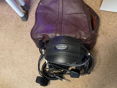 Aviation headset PTT Cables and leather Bag