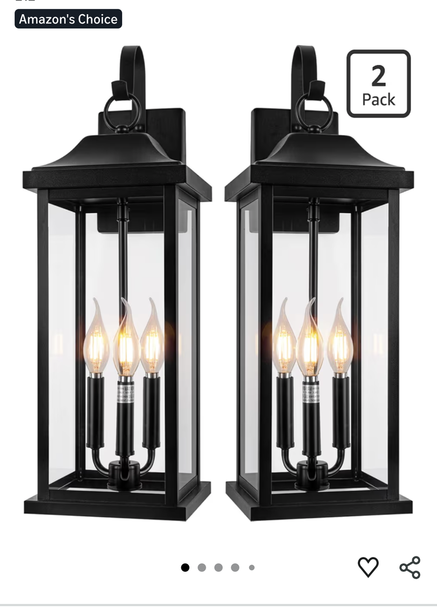 Roravilila 2-Pack 23" Extra Large Outdoor Wall Lights Candelabra 3-Light, IP65 Waterproof