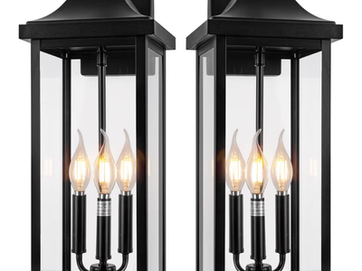 Roravilila 2-Pack 23" Extra Large Outdoor Wall Lights Candelabra 3-Light, IP65 Waterproof