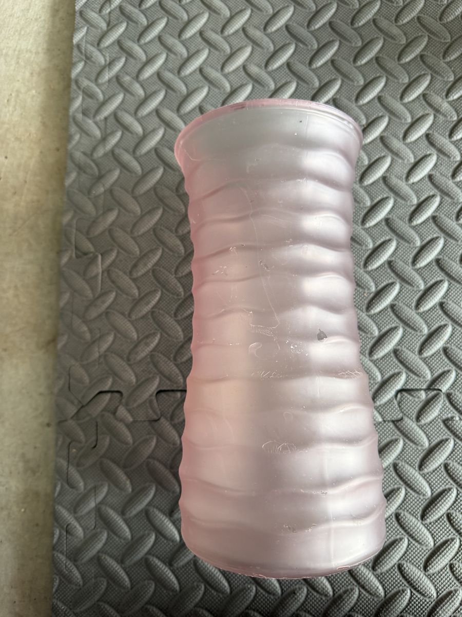 Blush Pink Frosted Art Glass Vase