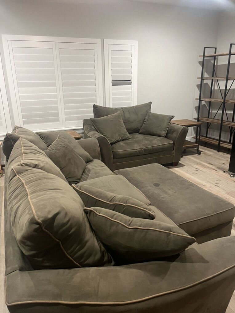 Green Couch, Ottoman & Loveseat