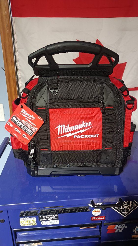 Milwaukee PACKOUT 15" Structured Tool Bag 48-22-8316 - Red/Black, 50lb Capacity, Modular Storage