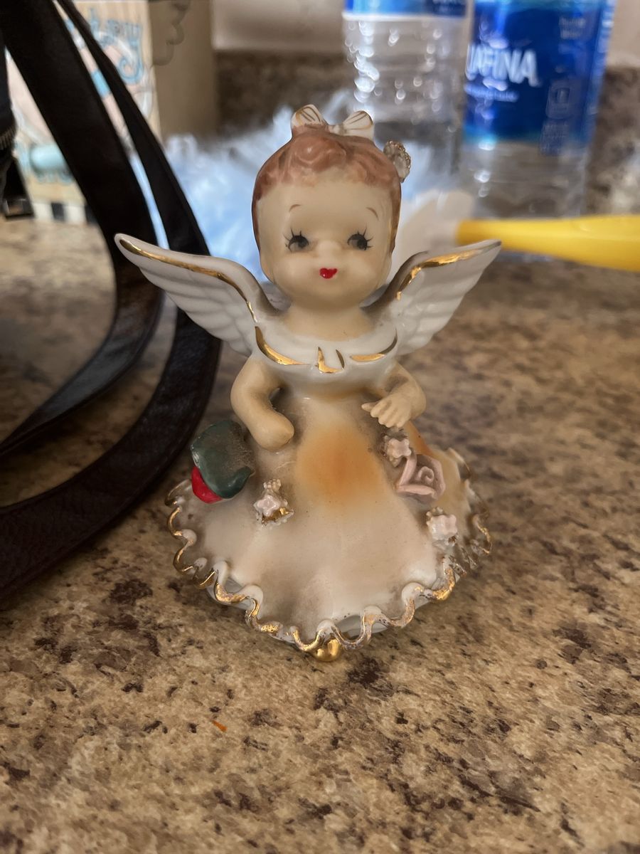 Vintage Napco Ceramic Figurines - Angel Bell and Victorian Lady Lot