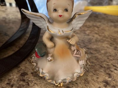 Vintage Napco Ceramic Figurines - Angel Bell and Victorian Lady Lot