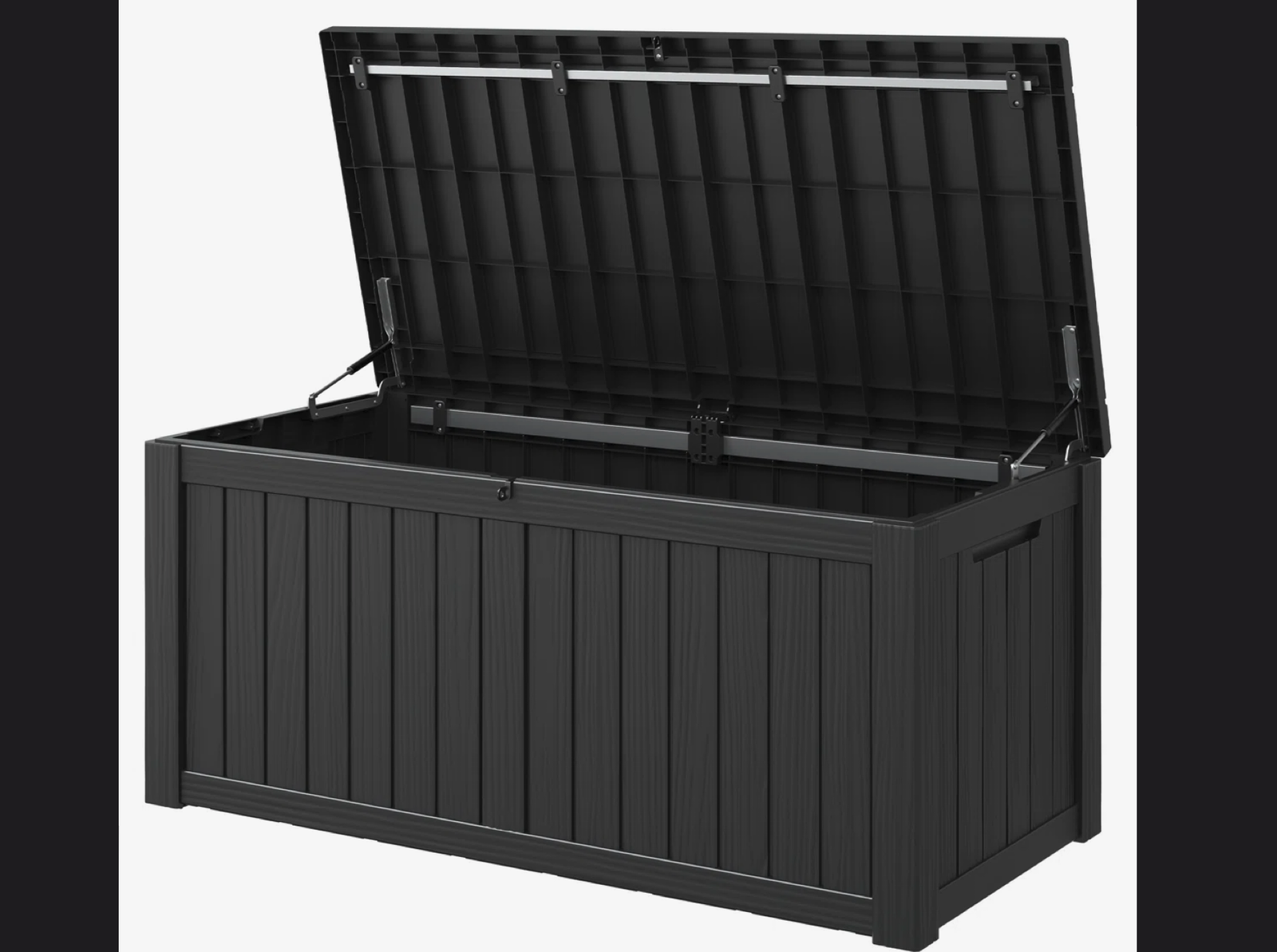 New in Box 150 Gallon Black Large Resin Deck Box, Storage Waterproof Box with Lockable Lid