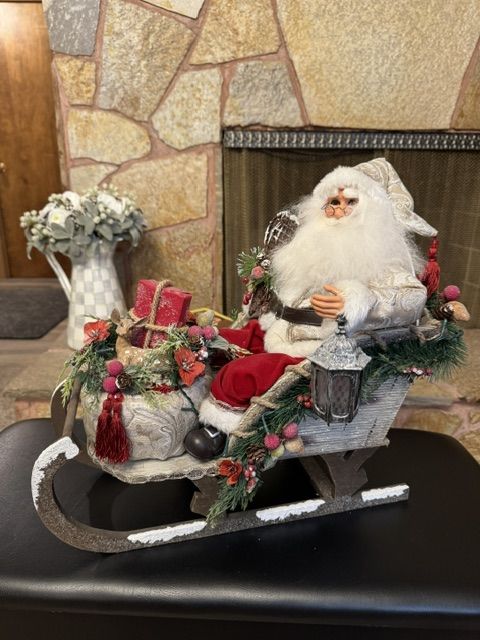Karen Didion Originals Signature Collection Santa in Sleigh Figurine w/lights