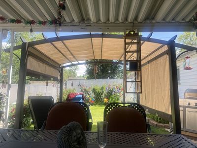 Outdoor Metal Pergola Gazebo Structure with Retractable Canopy Shade