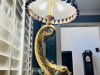 French Neoclassical Dolphin KOI Fish Figural Lamp Empire Museum Quality Mariner Brand