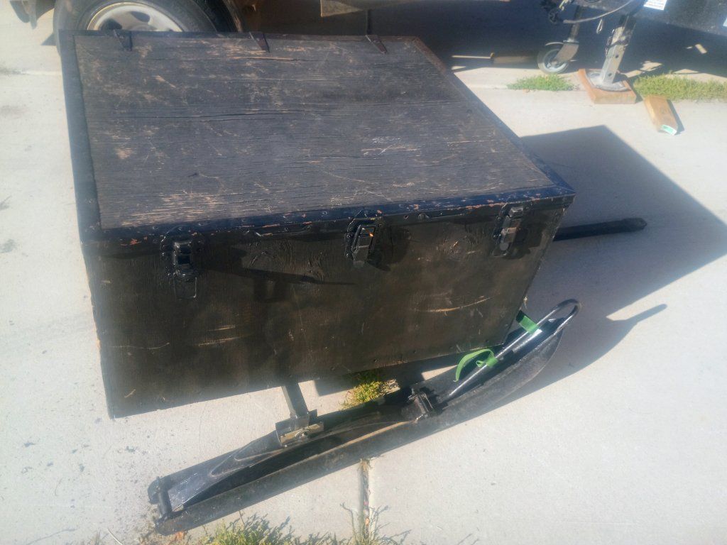 Wooden Cargo Box Sled with Tow Hitch and Skis