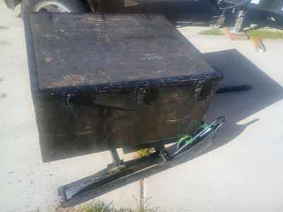 Wooden Cargo Box Sled with Tow Hitch and Skis