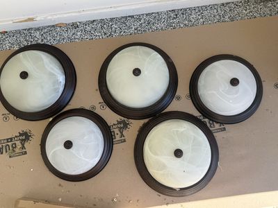 Set of 5 flush mount bronze lights