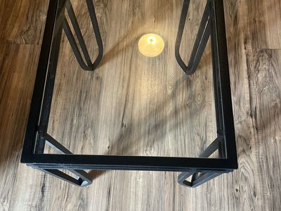 Modern Black Metal and Glass Coffee Table Set
