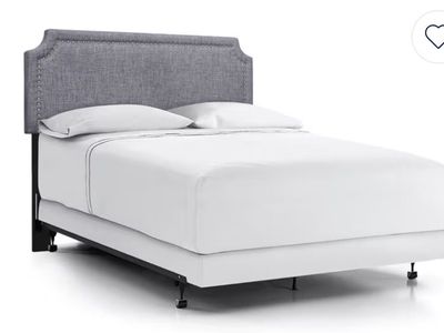 New Size Double Gray Upholstered Bed Frame