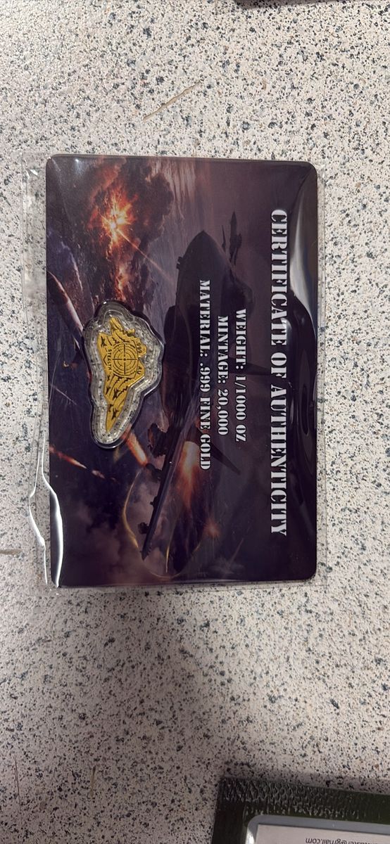 .999 Fine Gold 1/1000 oz Collectible Note with Certificate of Authenticity