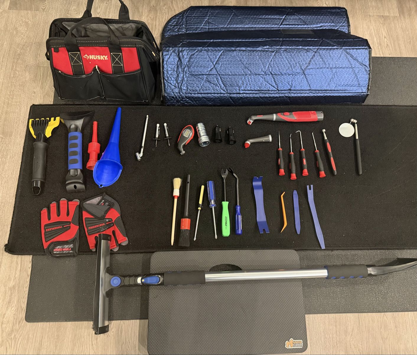 Automotive Tool & Detail Accessories Bundle with Husky Tool Bag