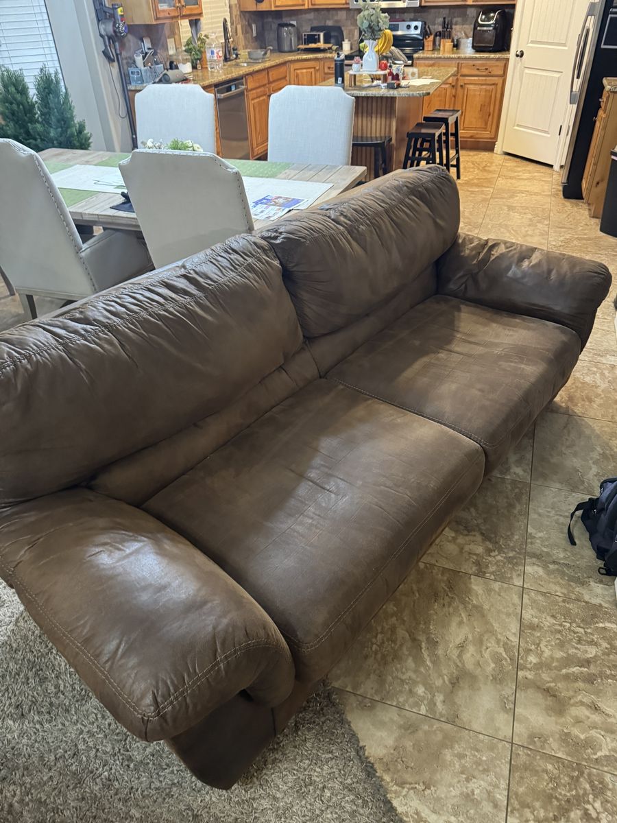 Used Brown Leather/Vinyl Couch