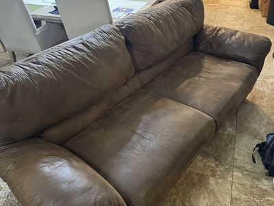 Used Brown Leather/Vinyl Couch