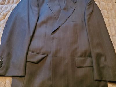 Evan-Picone black pinstripe wool suit