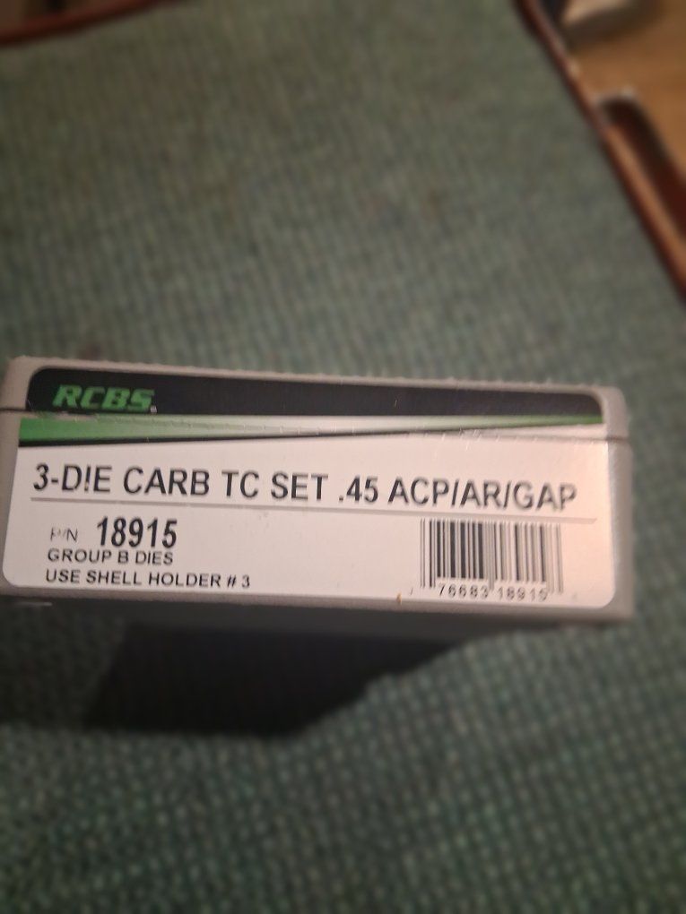RCBS 3-Die Carbide Taper Crimp Set (.45 ACP, P/N 18915